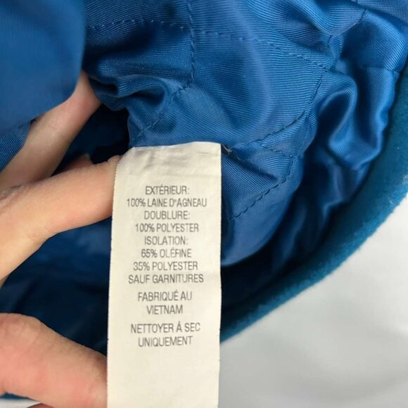 VTG L.L Bean Womens Size 8 100% Lambswool Duffle Thinsulate Coat Toggle Blue - Picture 7 of 16